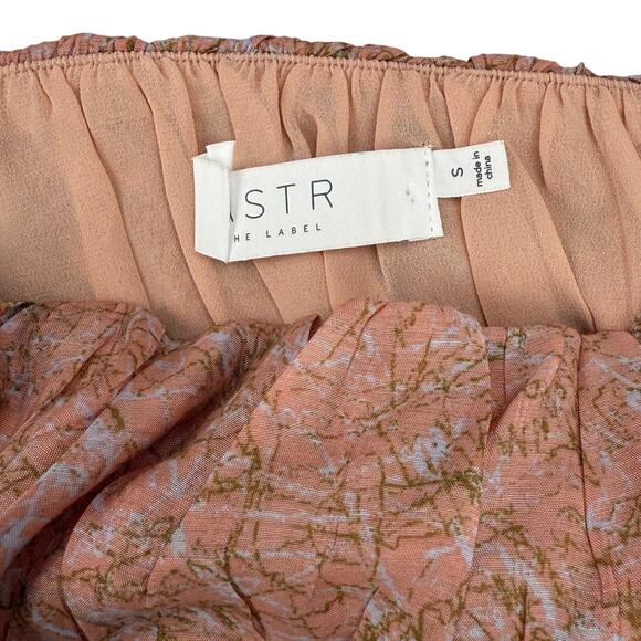 ASTR The Label Theron Bubble Sleeve Peplum Top Sz Small Pink Taupe Floral - Picture 5 of 7